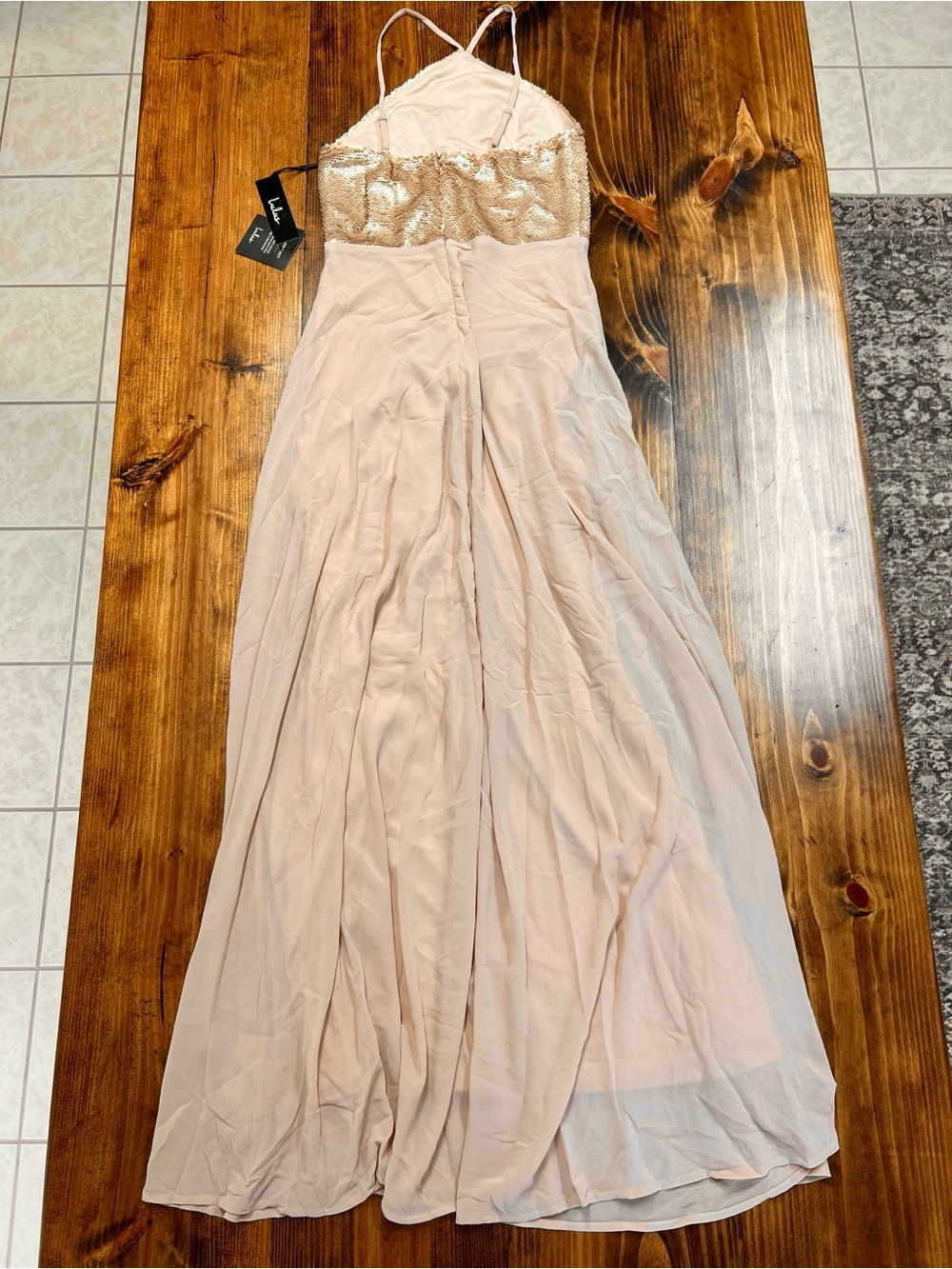Lulus The Best Part Matte Gold Sequin Maxi Dress Size Medium - Picture 14 of 15